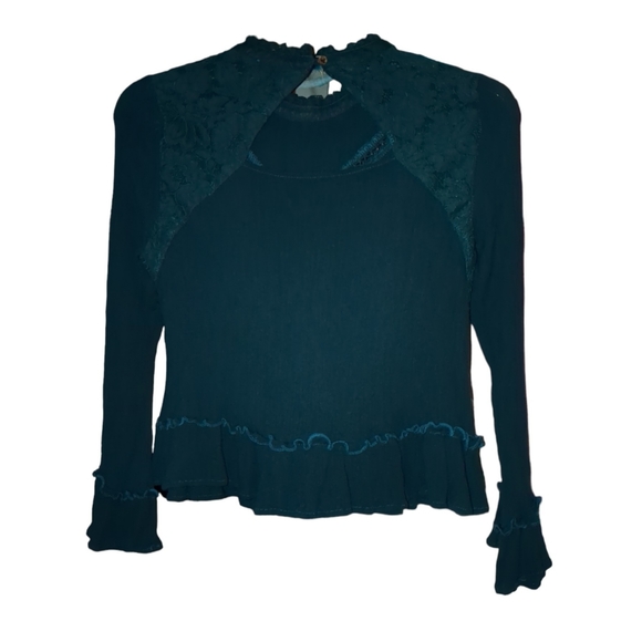 Altar'd State Long Ruffle Sleeves Top Size Medium - Picture 2 of 5